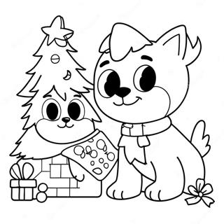 Pagina Para Colorear De Bluey Y Bingo Decorando El Arbol De Navidad 10781-8570