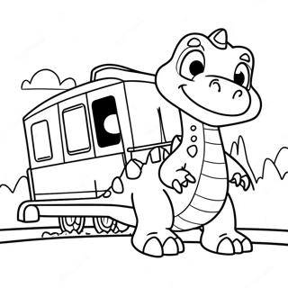 Pagina Para Colorear De La Aventura Amistosa Del Tren De Dinosaurios 13581-10673