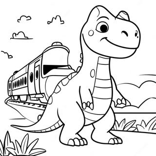 Pagina Para Colorear De La Aventura Amistosa Del Tren De Dinosaurios 13581-10676