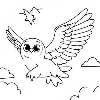 Pagina Para Colorear De Hedwig Volando En El Cielo Nocturno 16431-12947