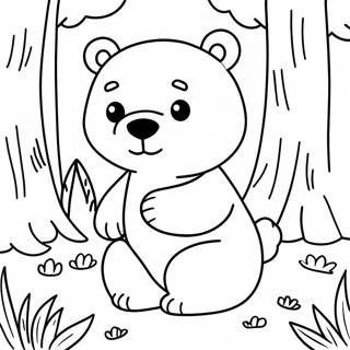 Pagina Para Colorear De Un Adorable Hey Bear En Un Bosque 17881-14130