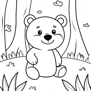 Pagina Para Colorear De Un Adorable Hey Bear En Un Bosque 17881-14132