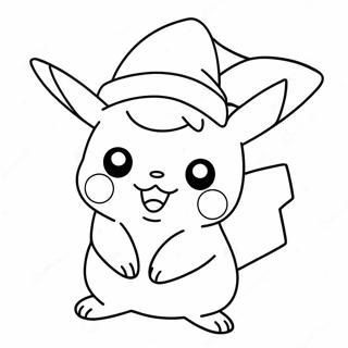 Pagina Para Colorear De Pikachu Festivo Con Sombrero De Santa 1881-1508