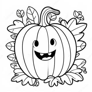 Pagina Para Colorear De Calabaza Sonriente Con Hojas 19533-15434