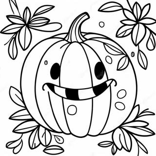 Pagina Para Colorear De Calabaza Sonriente Con Hojas 19533-15435