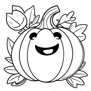 Pagina Para Colorear De Calabaza Sonriente Con Hojas 19533-15436