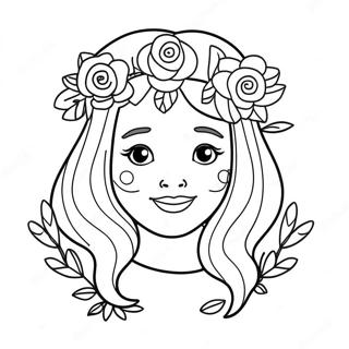 Pagina Para Colorear De Nina Linda Con Corona De Flores 21942-17353