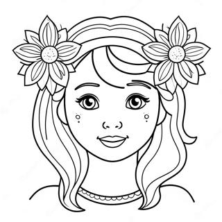 Pagina Para Colorear De Nina Linda Con Corona De Flores 21942-17355