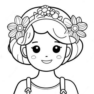 Pagina Para Colorear De Nina Linda Con Corona De Flores 21942-17356