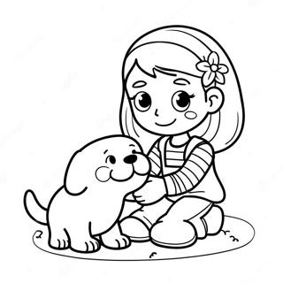 Pagina Para Colorear De Nina Adorable Jugando Con Un Cachorro 21943-17338