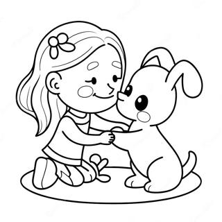 Pagina Para Colorear De Nina Adorable Jugando Con Un Cachorro 21943-17339