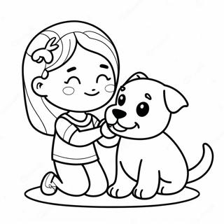 Pagina Para Colorear De Nina Adorable Jugando Con Un Cachorro 21943-17340