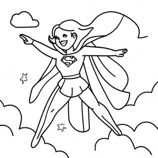 Pagina Para Colorear De Supergirl Volando En El Cielo 22042-17436