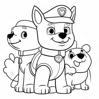 Pagina Para Colorear De Personajes Lindos De Paw Patrol Con Corazones 22943-18131