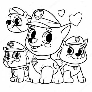 Pagina Para Colorear De Personajes Lindos De Paw Patrol Con Corazones 22943-18132