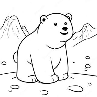 Pagina Para Colorear De Un Tierno Oso Polar En La Nieve 23483-18555