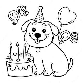 Cumpleaños De Perro Páginas Para Colorear