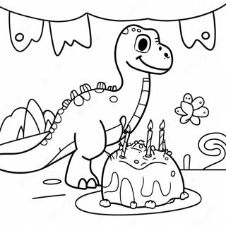 Pagina Para Colorear De Fiesta De Cumpleanos De Dinosaurio 26214-20718