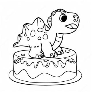 Pagina Para Colorear De Pastel De Dinosaurio Colorido 26215-20716