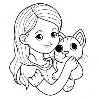 Pagina Para Colorear De Nina Con Gato 26554-20976