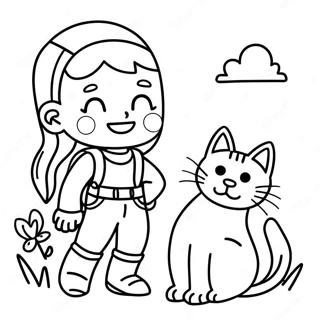 Pagina Para Colorear De Nina Aventurera Con Gato 26555-20987