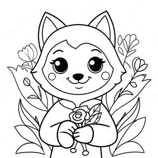 Pagina Para Colorear De Chica Lobo Linda Con Flores 27765-21920