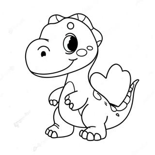 Pagina Para Colorear De Un Lindos Dinosaurio Sosteniendo Un Corazon 28625-22620