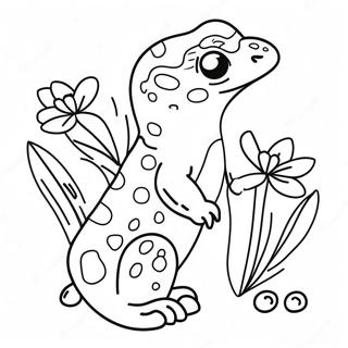 Pagina Para Colorear De Un Lindo Gecko Leopardo Con Flores 29425-23255