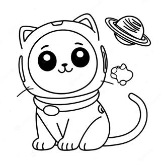 Gato Espacial Páginas Para Colorear