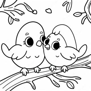 Pagina Para Colorear De Lindos Pajaros Del Amor En Una Rama 32424-25630