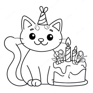 Pagina Para Colorear De Un Gato Feliz Por Su Cumpleanos 34143-26998