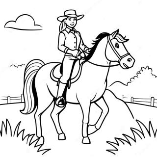 Pagina Para Colorear De Una Chica De Campo Aventurera Montando A Caballo 34974-27657