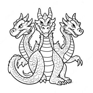 Pagina Para Colorear Dragon De Tres Cabezas 36463-28835