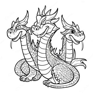 Pagina Para Colorear Dragon De Tres Cabezas Ardiente 36464-28865