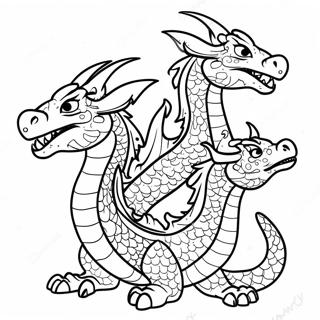 Pagina Para Colorear Dragon De Tres Cabezas Ardiente 36464-28866