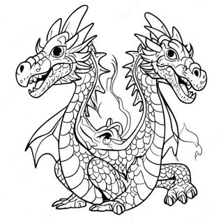 Pagina Para Colorear Dragon De Tres Cabezas Ardiente 36464-28868