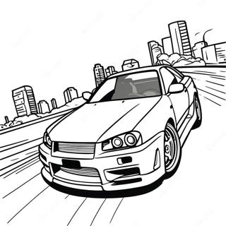 Pagina Para Colorear De Nissan Skyline R34 En Movimiento 36544-28892