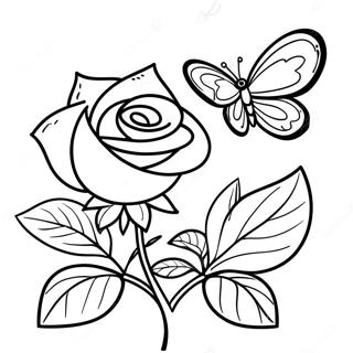 Rosa Y Mariposa Páginas Para Colorear