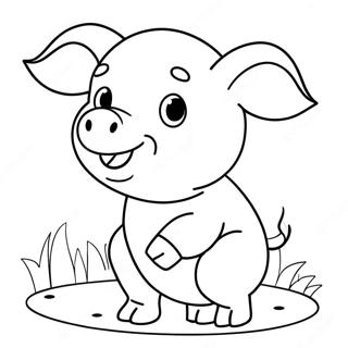 Pagina Para Colorear De Un Cerdito Lindo 4510-3592