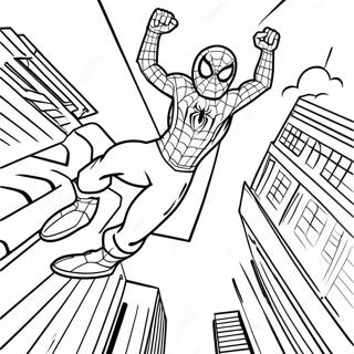 Pagina Para Colorear De Spider Man Far From Home Balanceandose Por La Ciudad 48634-38458