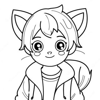 Pagina Para Colorear De Nino Anime Adorable Con Orejas De Gato 49494-39149