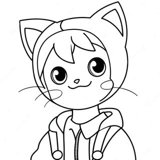 Pagina Para Colorear De Nino Anime Adorable Con Orejas De Gato 49494-39150