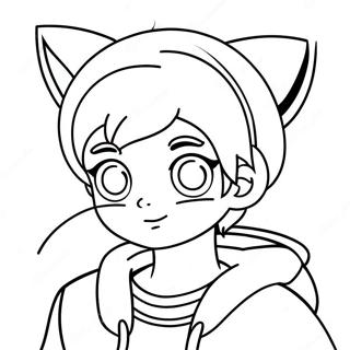 Pagina Para Colorear De Nino Anime Adorable Con Orejas De Gato 49494-39151