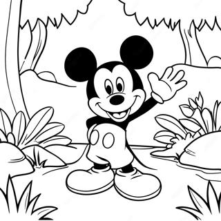 Pagina Para Colorear De Mickey Mouse En Un Entorno De Jungla 51144-40449