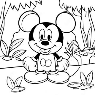 Pagina Para Colorear De Mickey Mouse En Un Entorno De Jungla 51144-40450