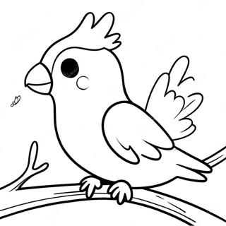 Pagina Para Colorear De Un Lindo Cacatua Sentado En Una Rama 53234-42105