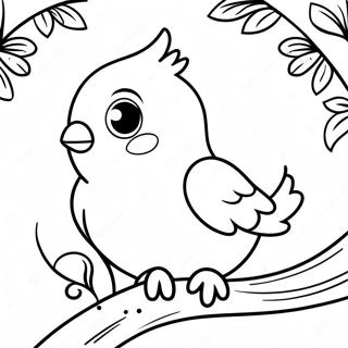 Pagina Para Colorear De Un Lindo Cacatua Sentado En Una Rama 53234-42107