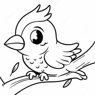 Pagina Para Colorear De Un Lindo Cacatua Sentado En Una Rama 53234-42108