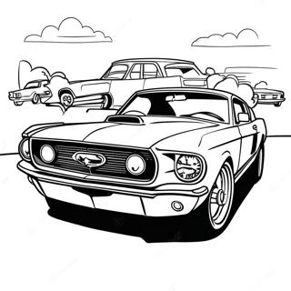 Pagina Para Colorear De Un Auto De Carreras Mustang Clasico 55464-43893