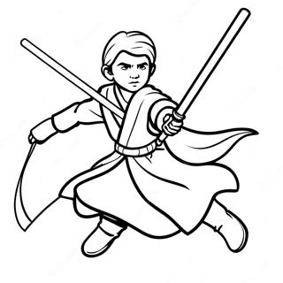 Pagina Para Colorear De Joven Jedi Valiente En Accion 55914-44232